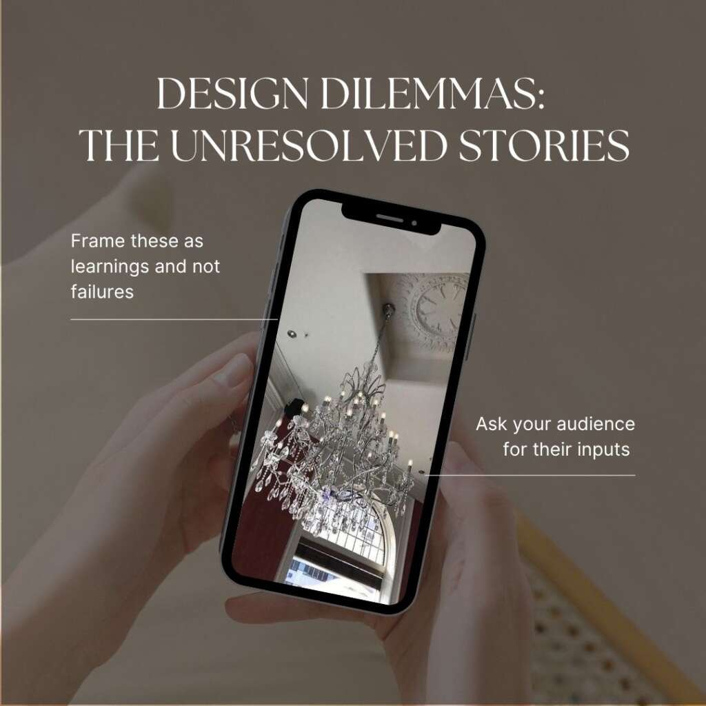 Ready To Stand Out? Five Social Media Content Ideas That Engage 1 phone showing the image of an off-centered chandelier and false ceiling