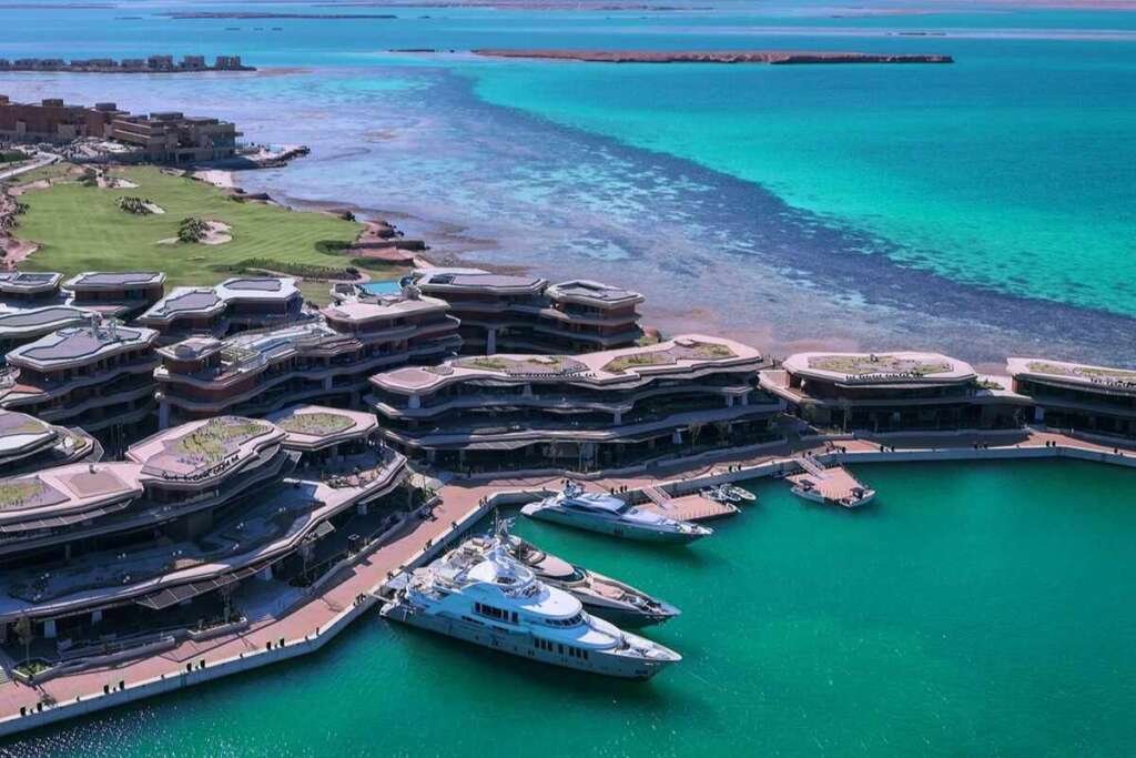 Sindalah Island Neom: A Masterpiece Of Luxury Design In The Red Sea 1 modern hotel architecture on sindalah island with red sea backdrop