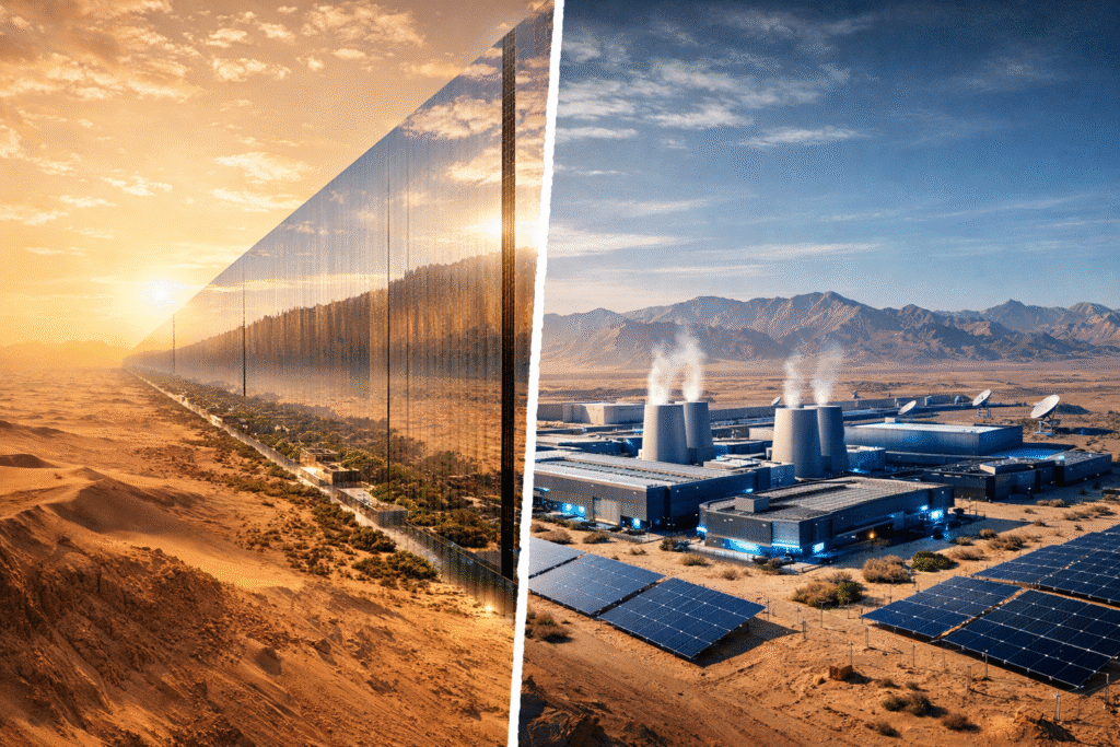 saudi arabia shift from the line megacity vision to ai data center infrastructure in neom
